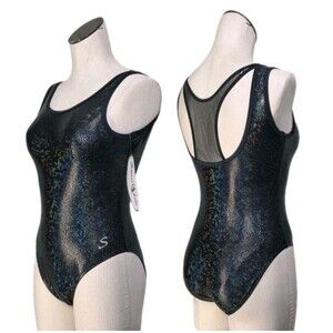 Satara Reflective Snakeskin Mesh Racerback Dance Leotard Juniors M (AS Petite)